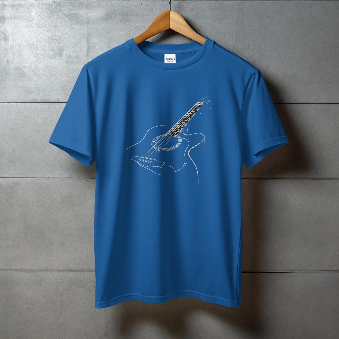 Acoustic Guitar Graphic Design Blue T-shirt product type
