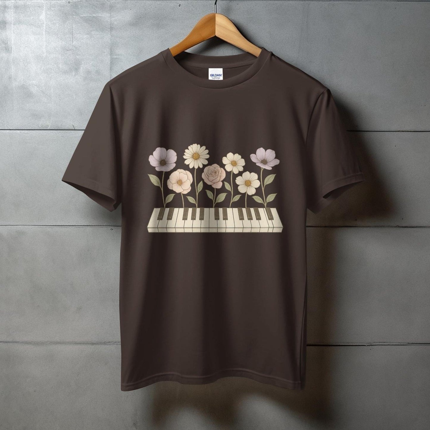 Floral Piano Keys Graphic T-Shirt Unique Product Type