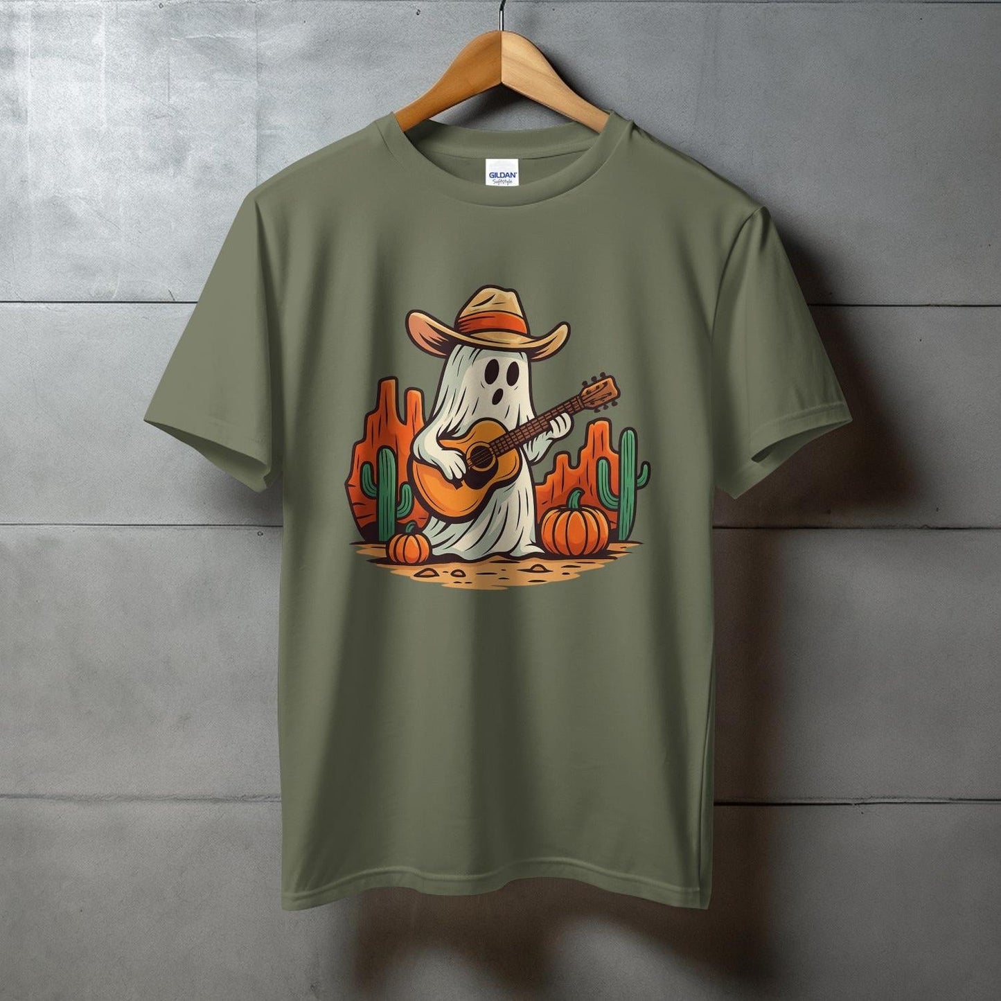 Playful Ghost Cowboy with Guitar and Cactus T-shirt product