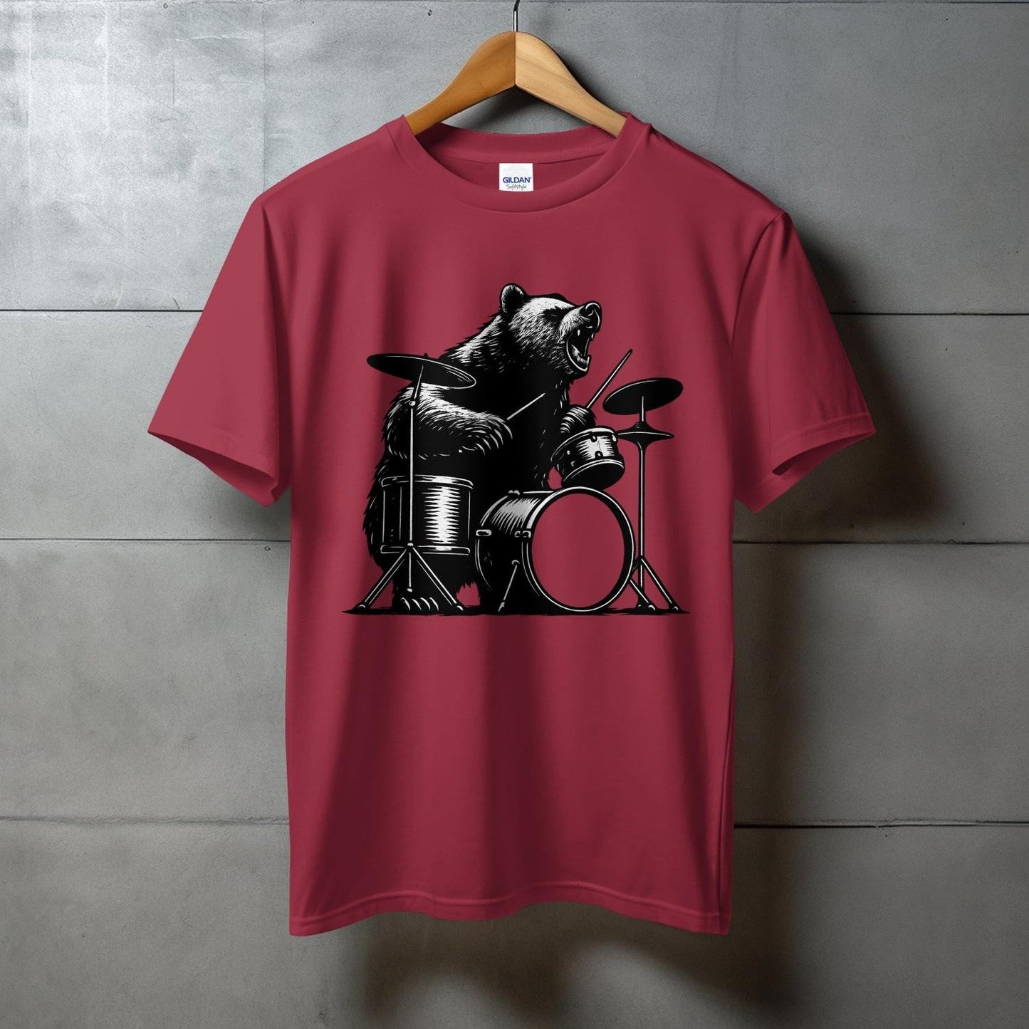 Bear Playing Drums Graphic Printed T-shirt product type