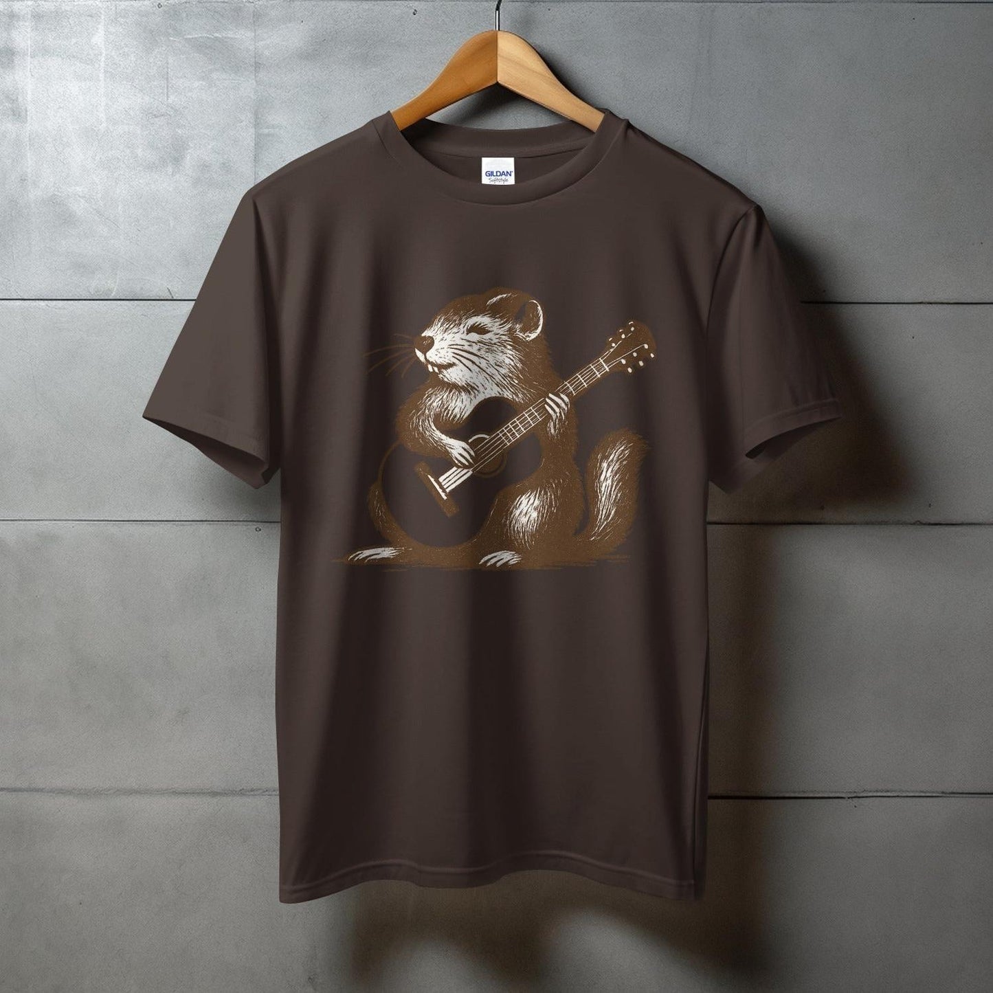 Playful Guitar-Playing Mouse Graphic T-shirt product type