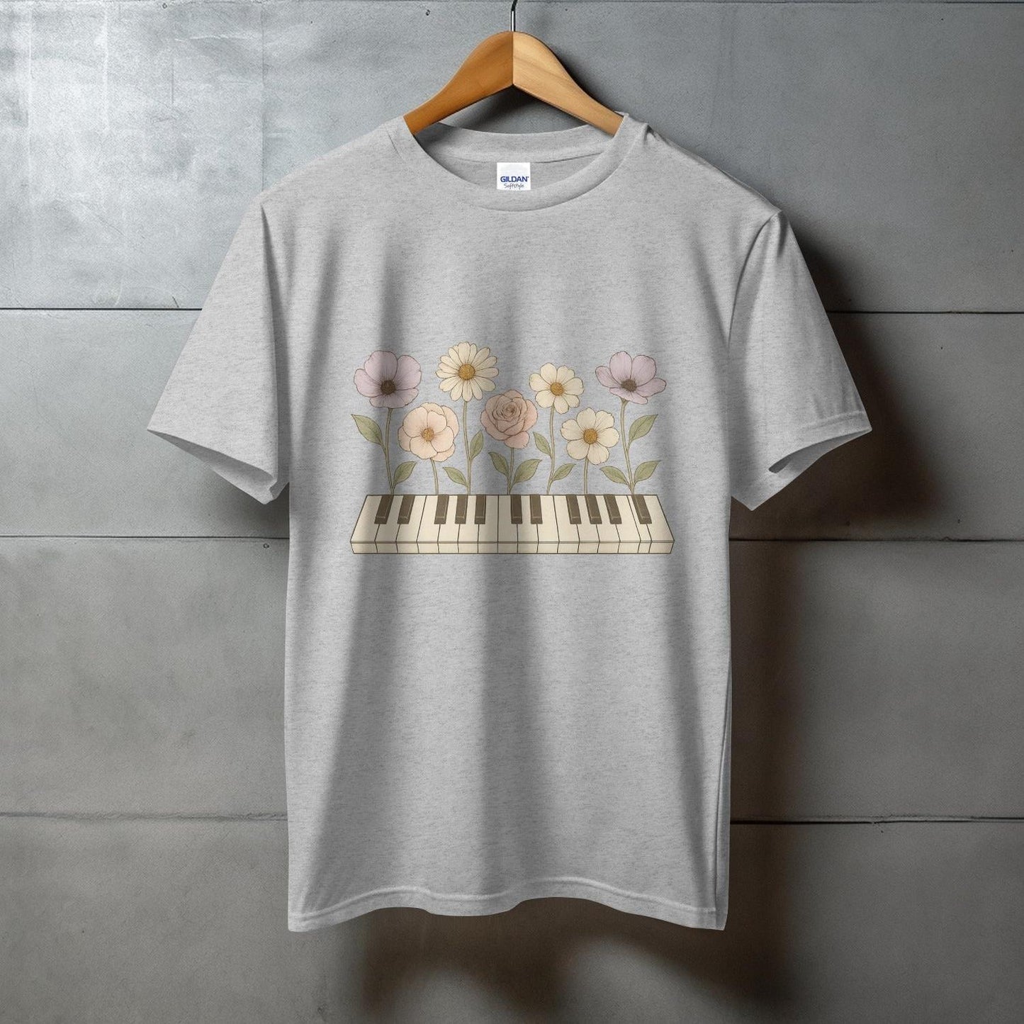 Floral Piano Graphic Design T-Shirt product type