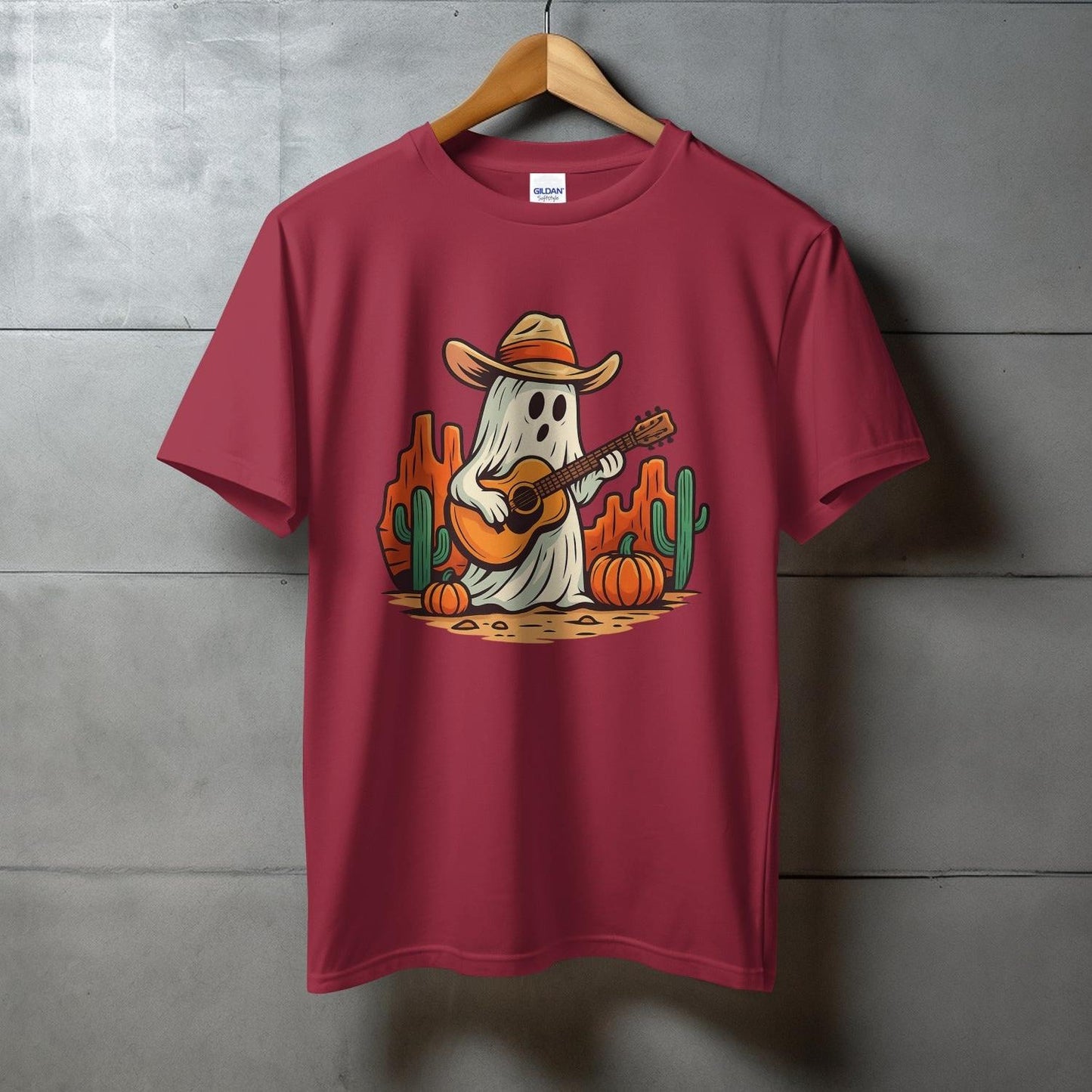 Halloween Ghost Cactus Playing Guitar T-Shirt product