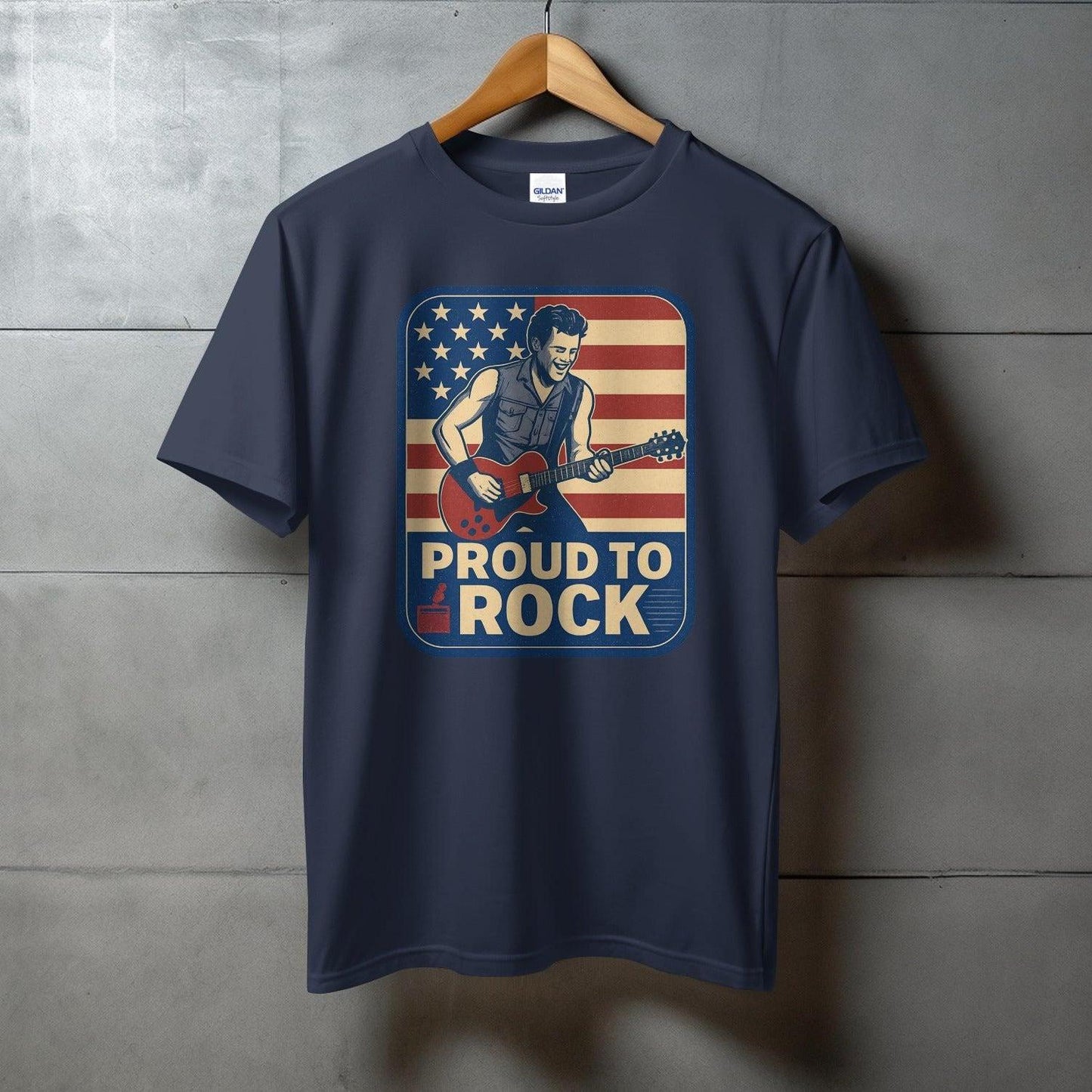 Proud to Rock Guitarist American Flag Graphic Shirt product type