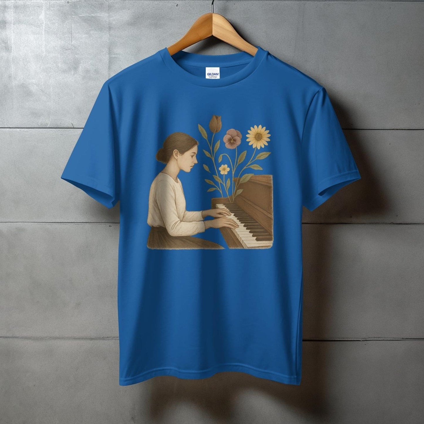 Floral Musician Playing Piano Design T-shirt product