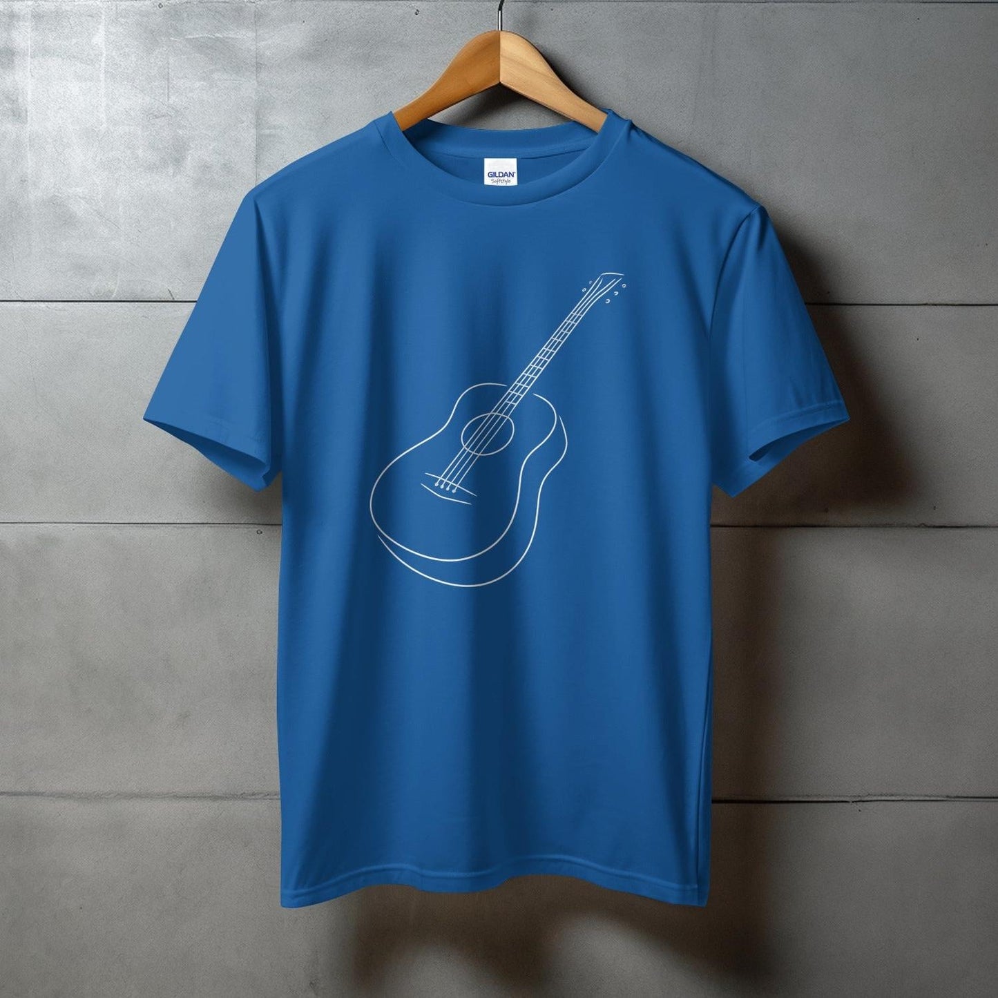 Blue T-Shirt with Guitar Illustration design product type