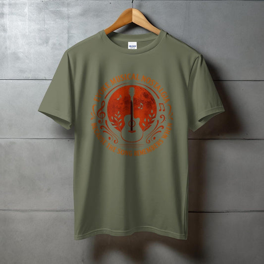 Nostalgic Guitar and Leaves Design T-Shirt product