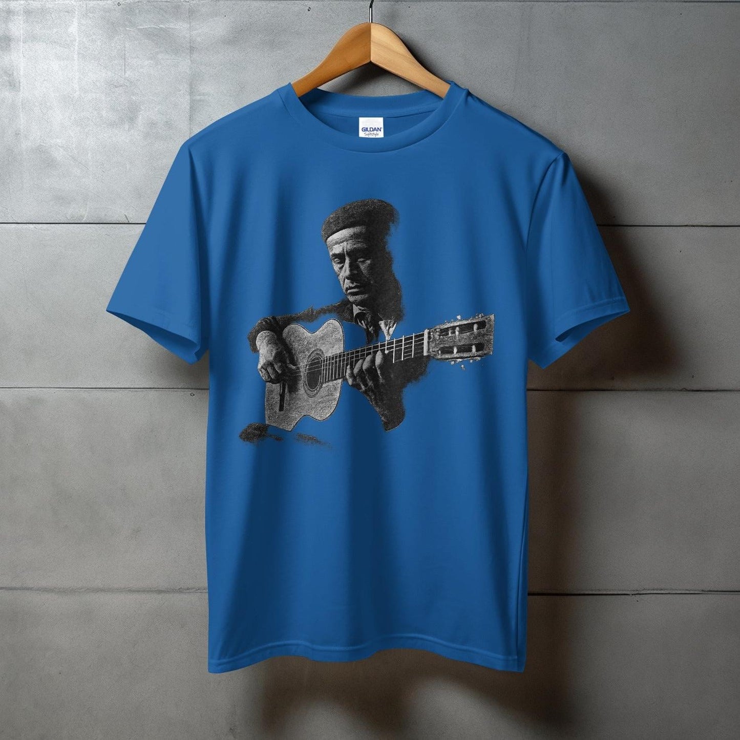 Guitarist Art Graphic Printed Blue T-Shirt product