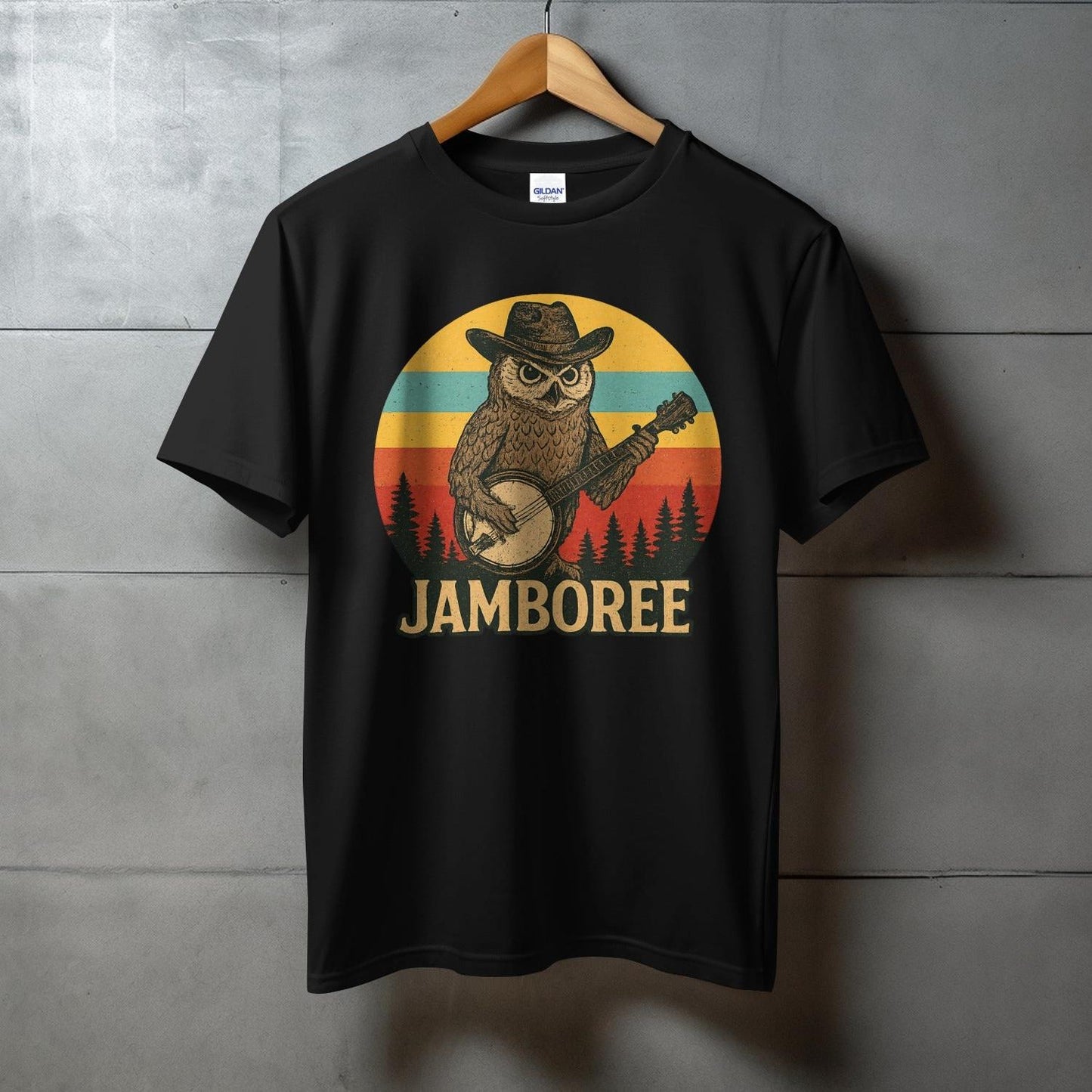 Retro Owl Playing Banjo Jamboree Festival T-Shirt product