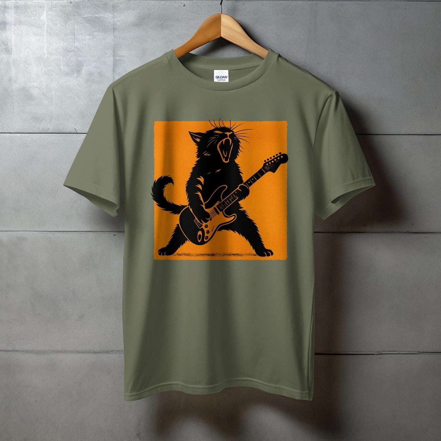 Rocking Cat with Guitar Graphic T-Shirt product type