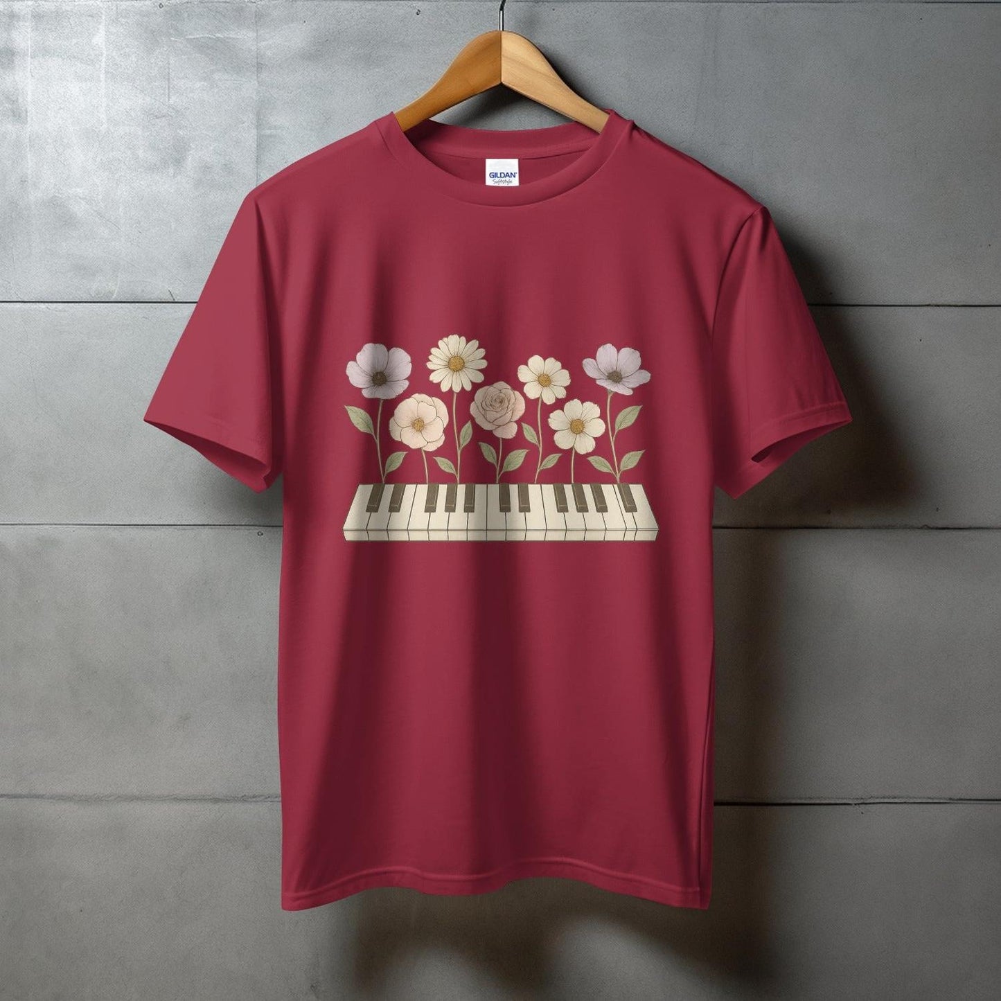 Floral Keyboard Design Short Sleeve Casual T-shirt Product