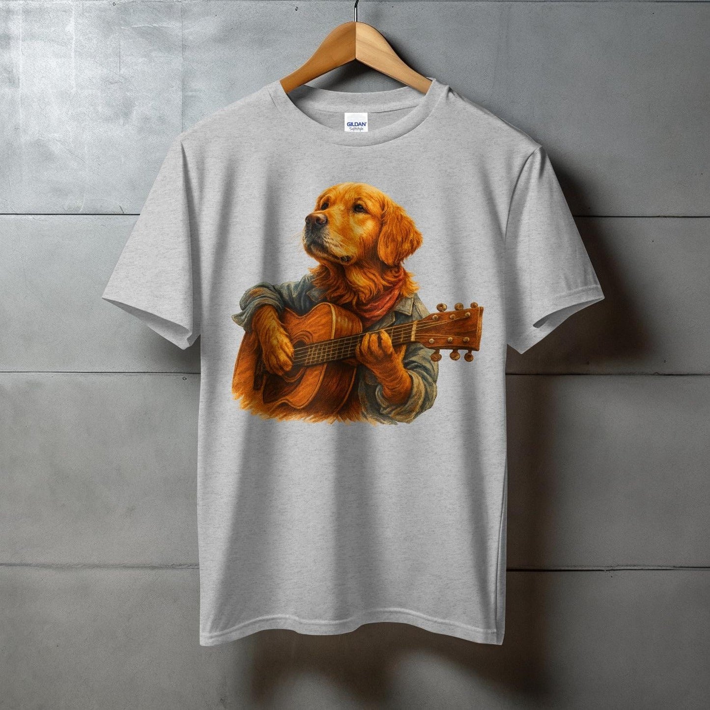 Dog Playing Guitar Graphic T-Shirt Unique Novelty Product