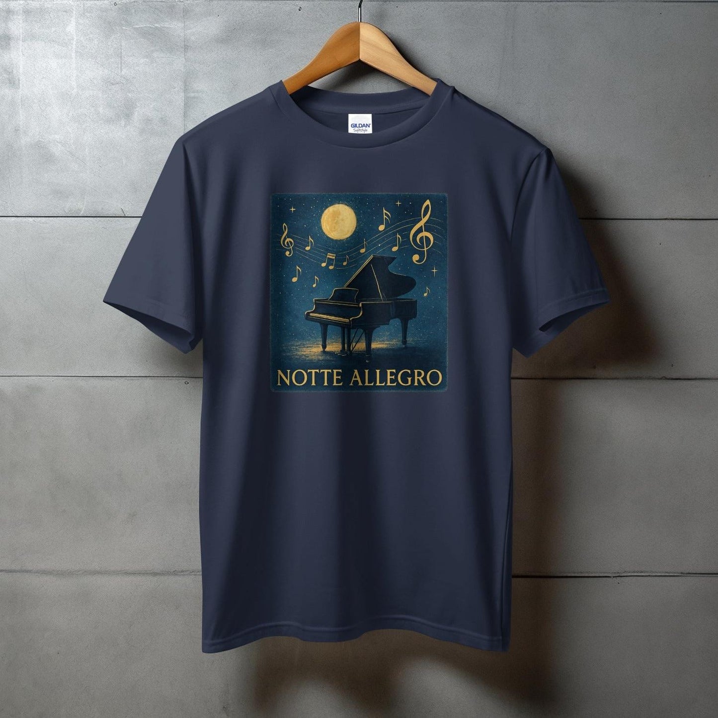 Notte Allegro Musical Graphic Piano Design T-shirt product