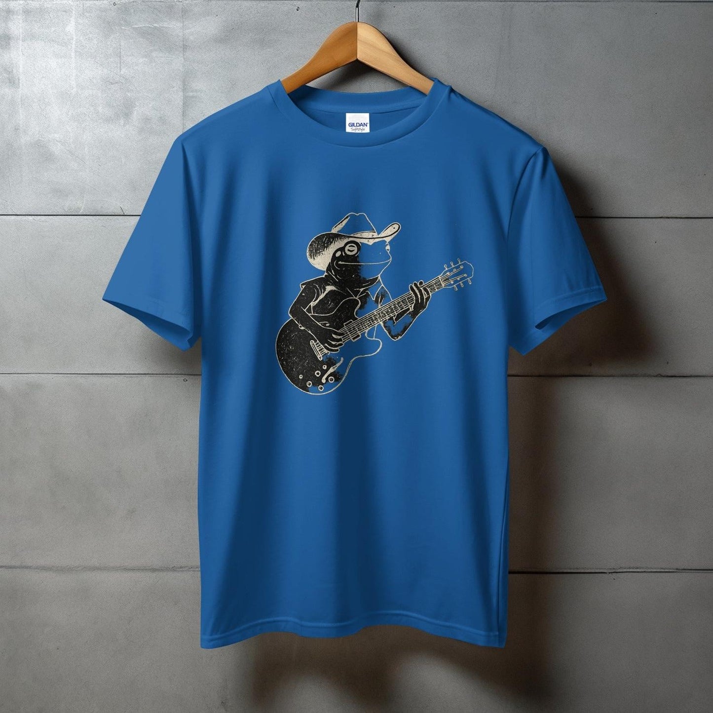 Lizard Playing Guitar Illustration Blue T-shirt product type