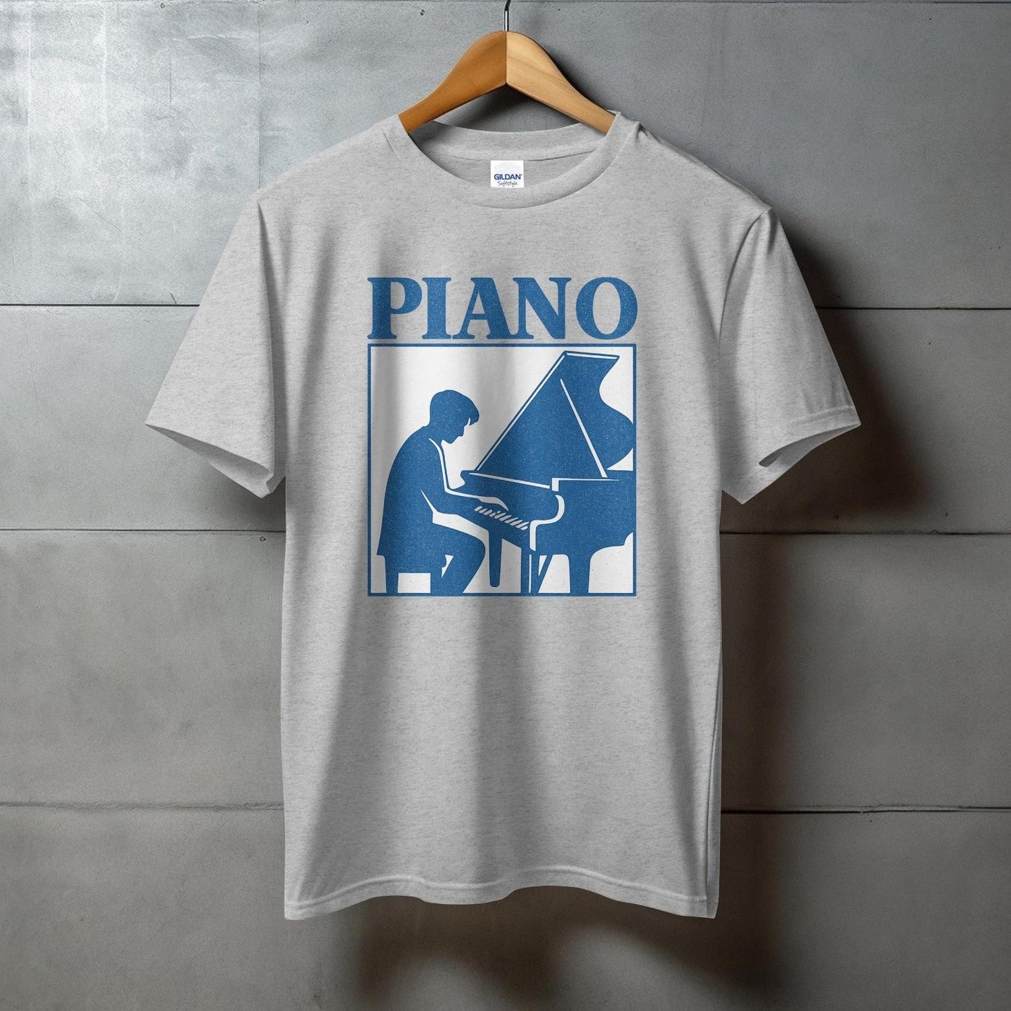 Piano Graphic Print Gray T-Shirt product type