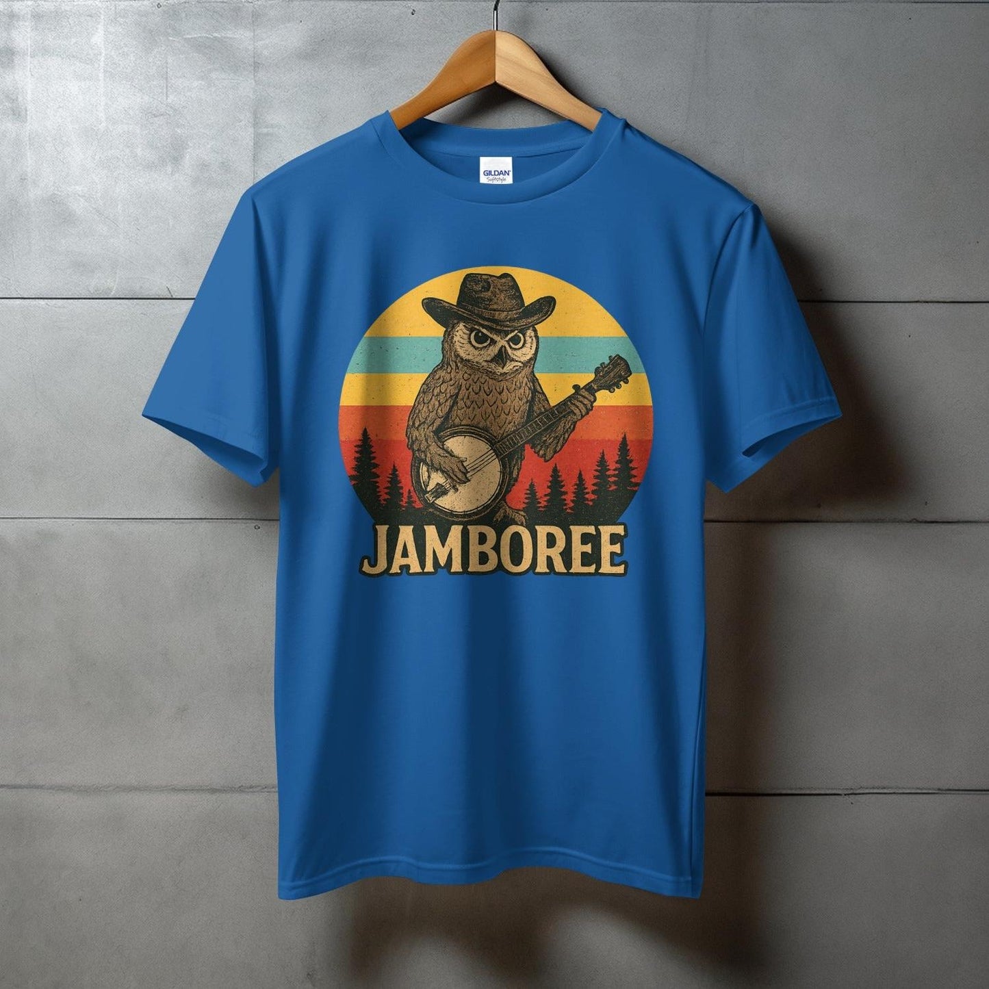 Vintage Owl Playing Banjo JAMBOREE Graphic TShirt product type