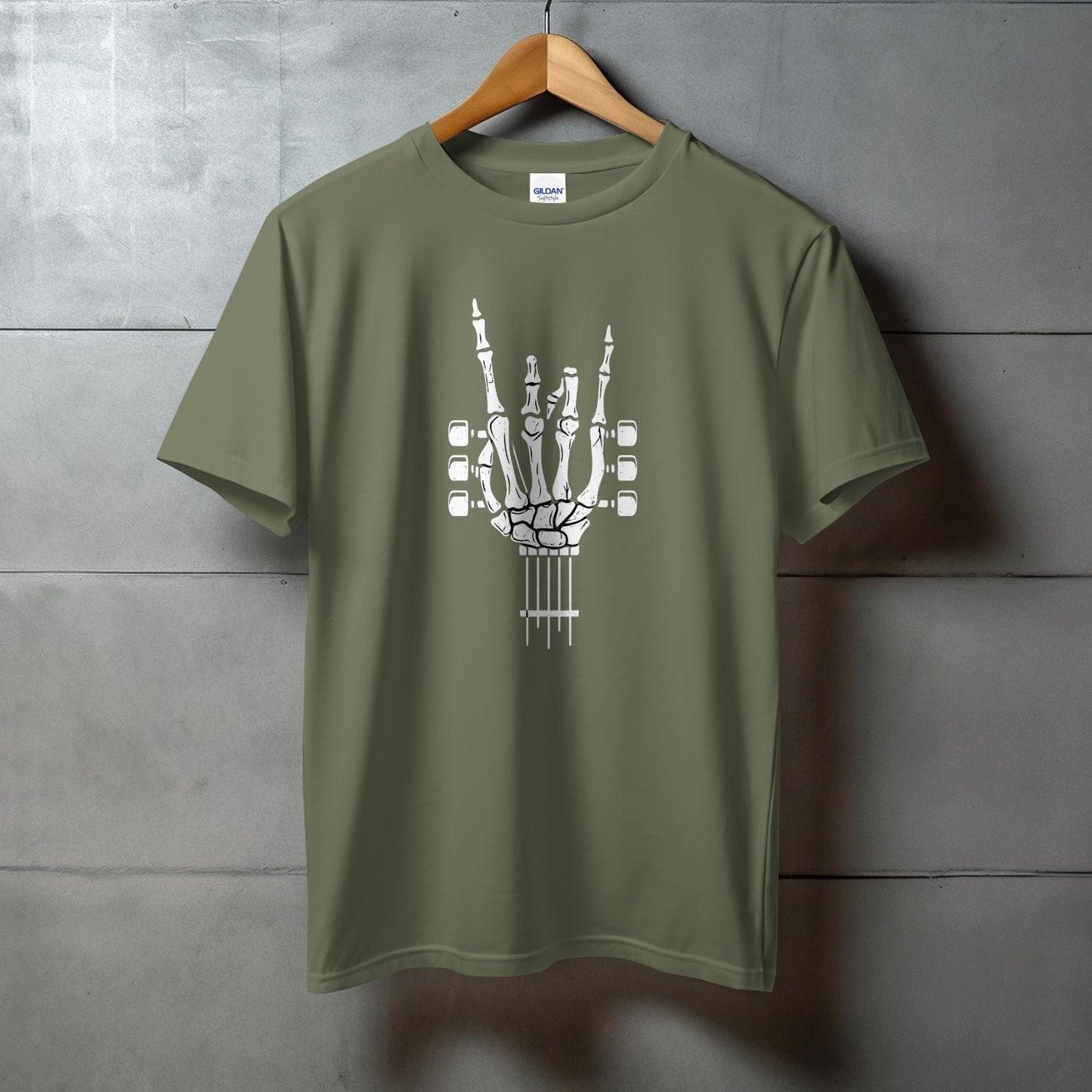Skeleton Hand and Guitar Tuners Design T-shirt product type