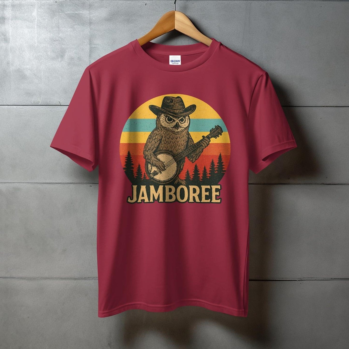 Jamboree Owl and Banjo Vintage Sunset Graphic product