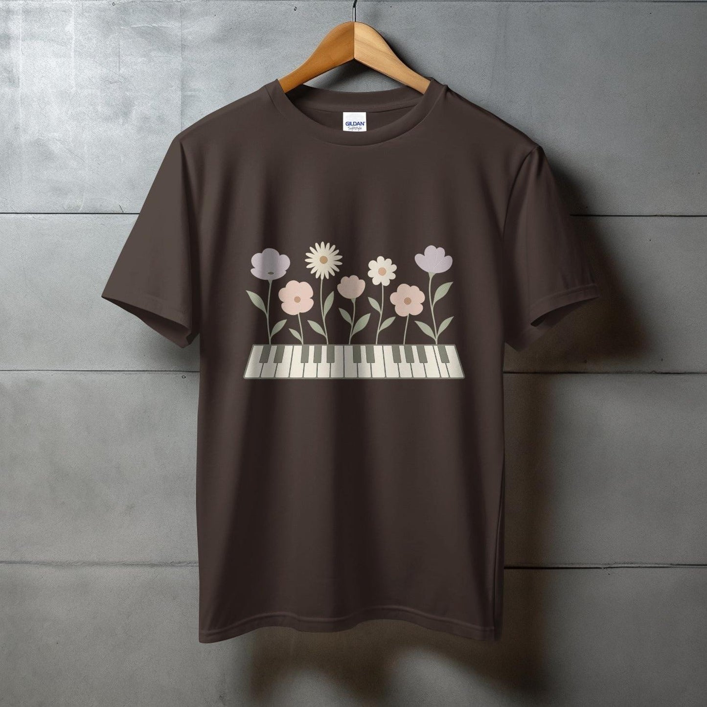 Floral Piano Keyboard Design Graphic T-Shirt product