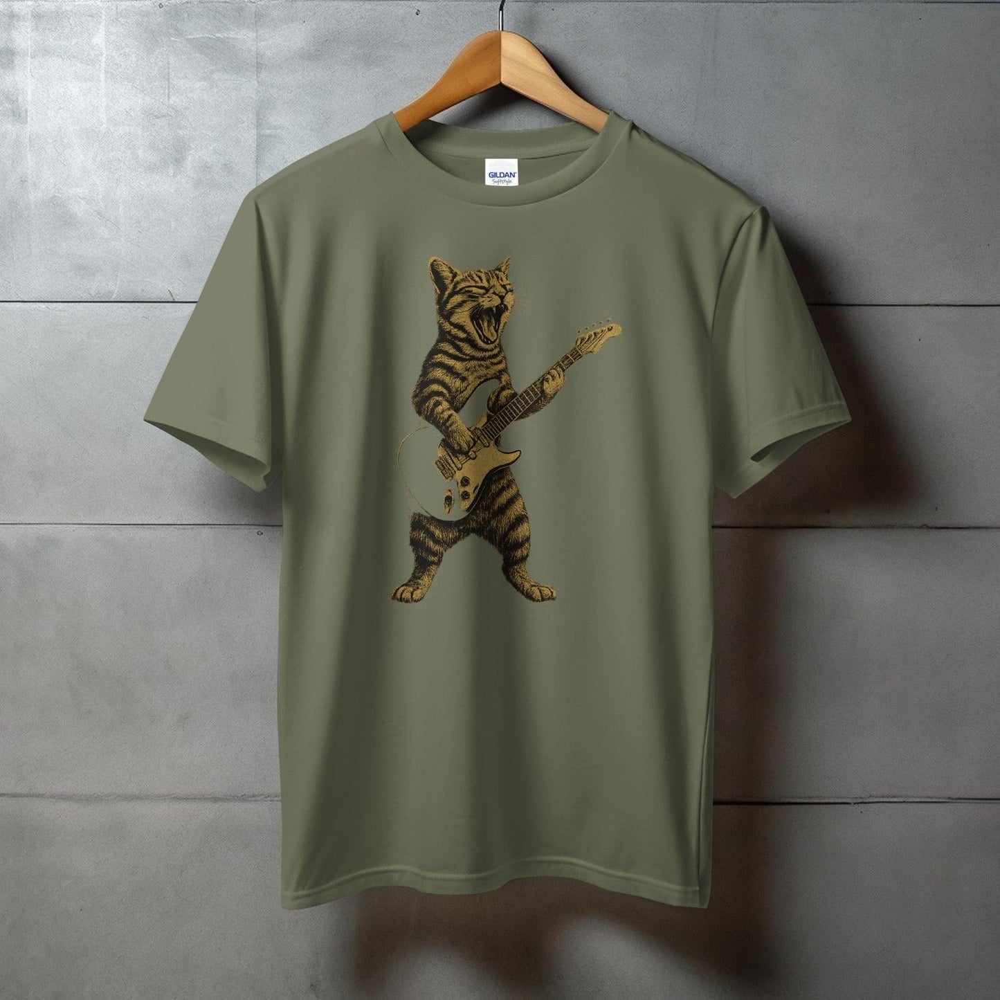 Rocking Tiger Playing Electric Guitar Design Shirt Product