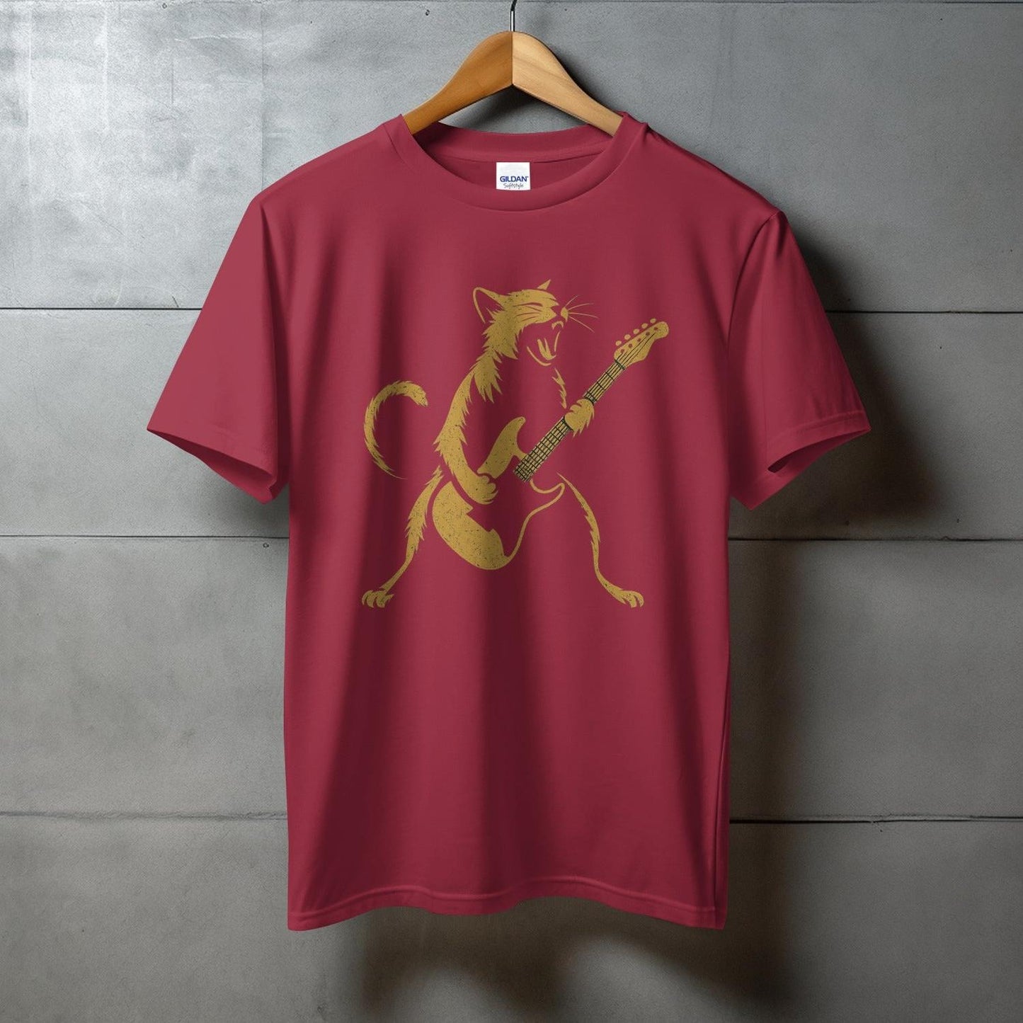 Cat Playing Electric Guitar Printed T-Shirt Product