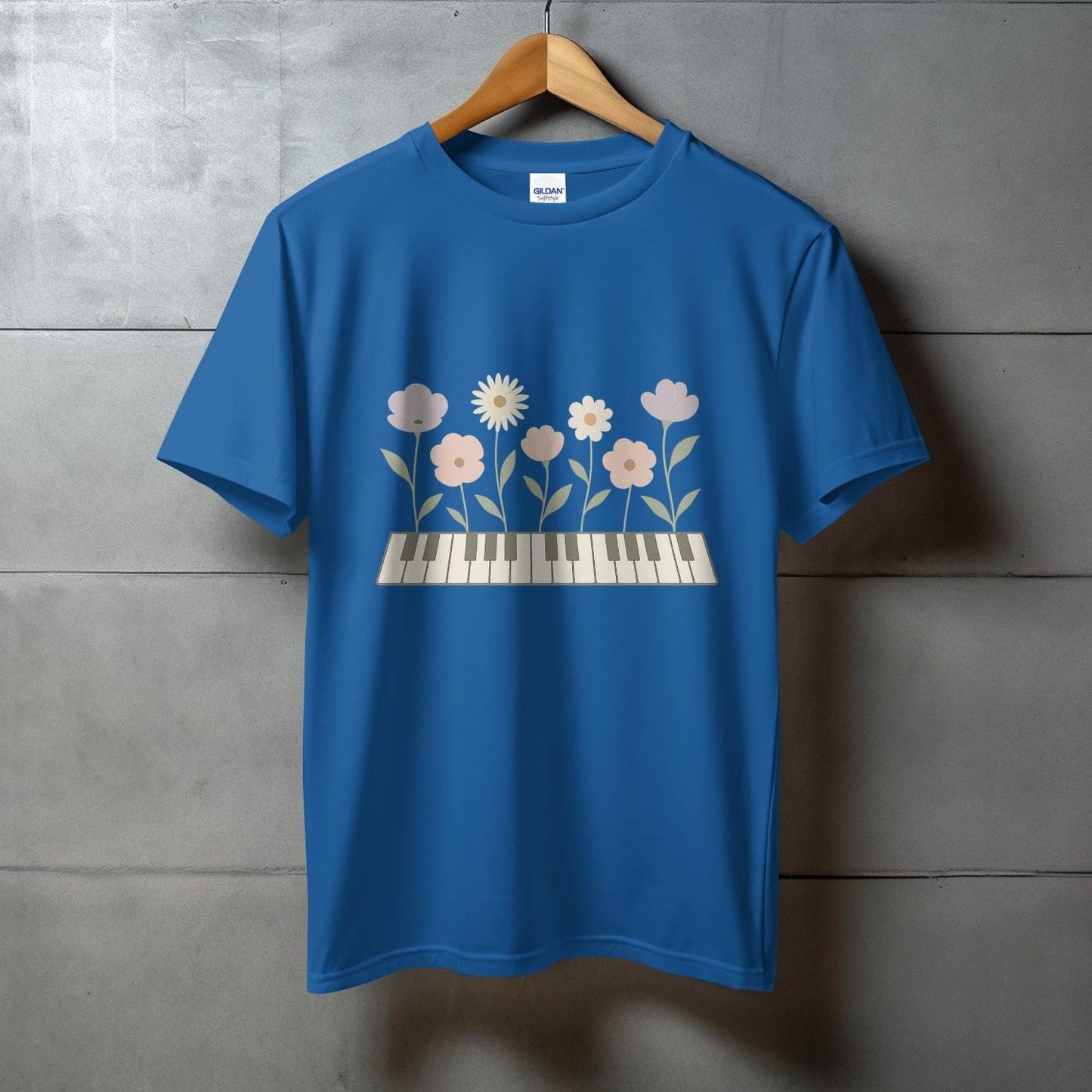 Floral Design Keyboard Blue T-Shirt product