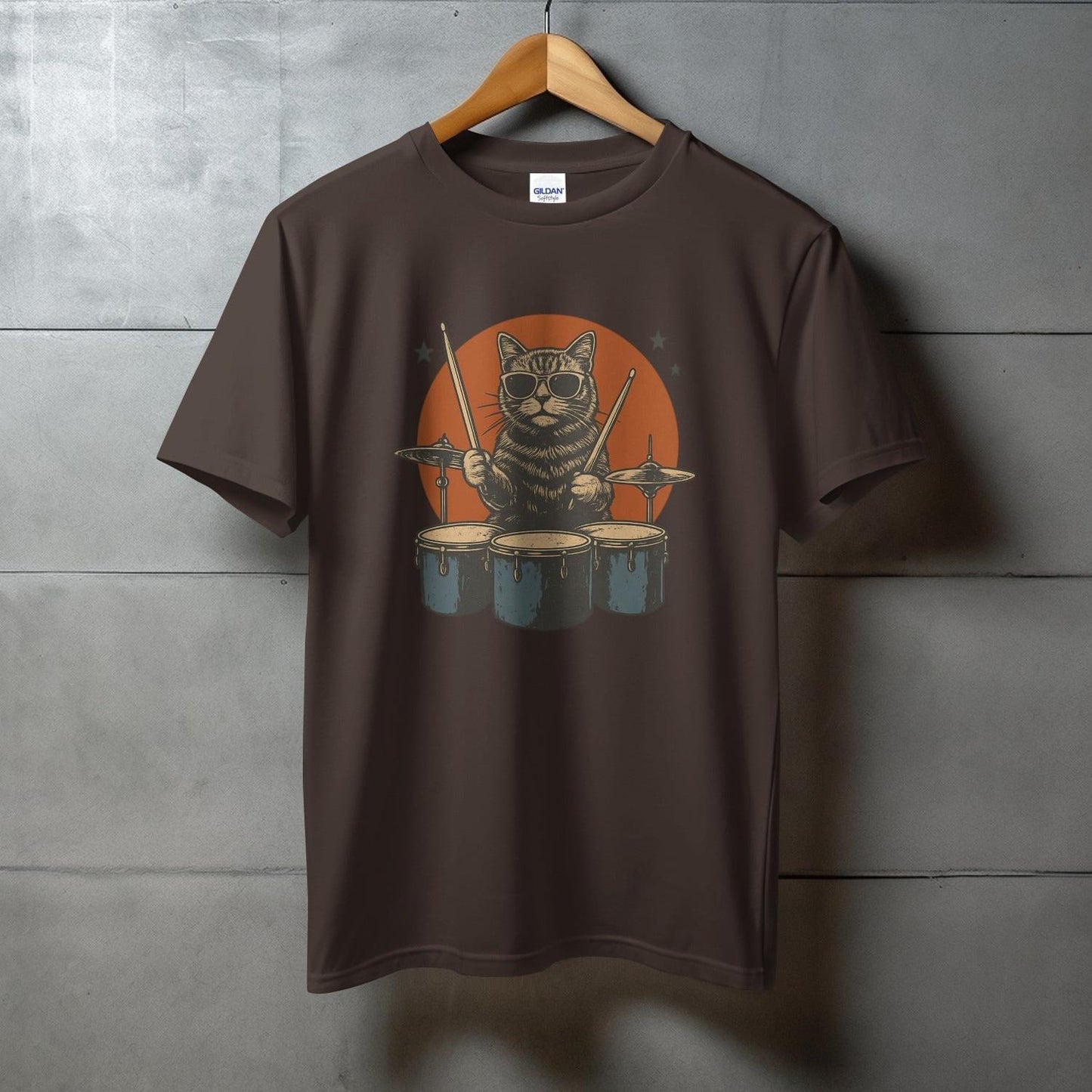 Drumming Cat with Drum Kit Graphic T-Shirt product
