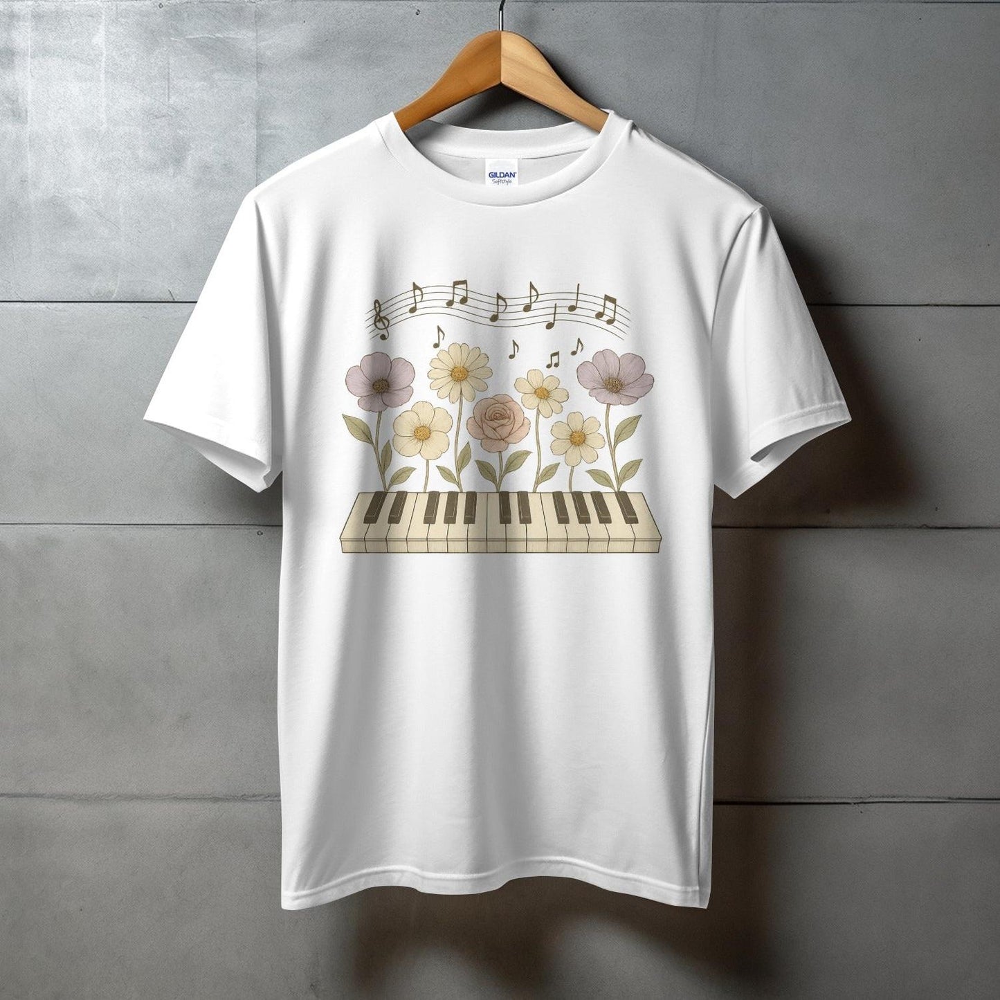 Vintage Music Notes Floral Graphic T Shirt product