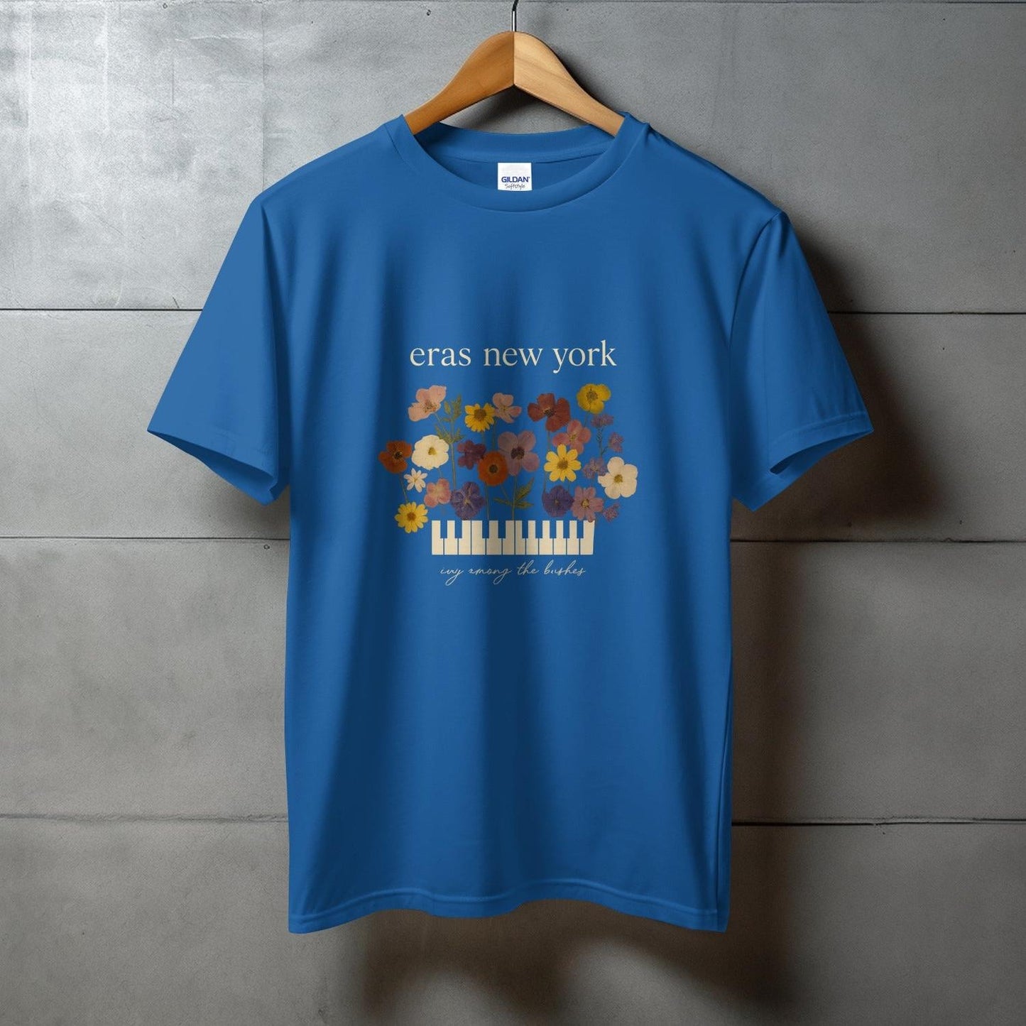 Eras New York Piano Flower Design Blue T-Shirt product