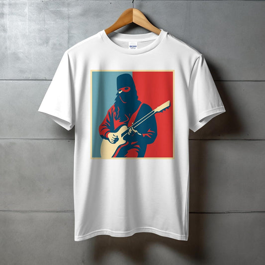 Stylish Guitarist Graphic Printed White T-shirt product