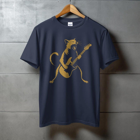 Rocking Cat with Guitar Graphic T-Shirts