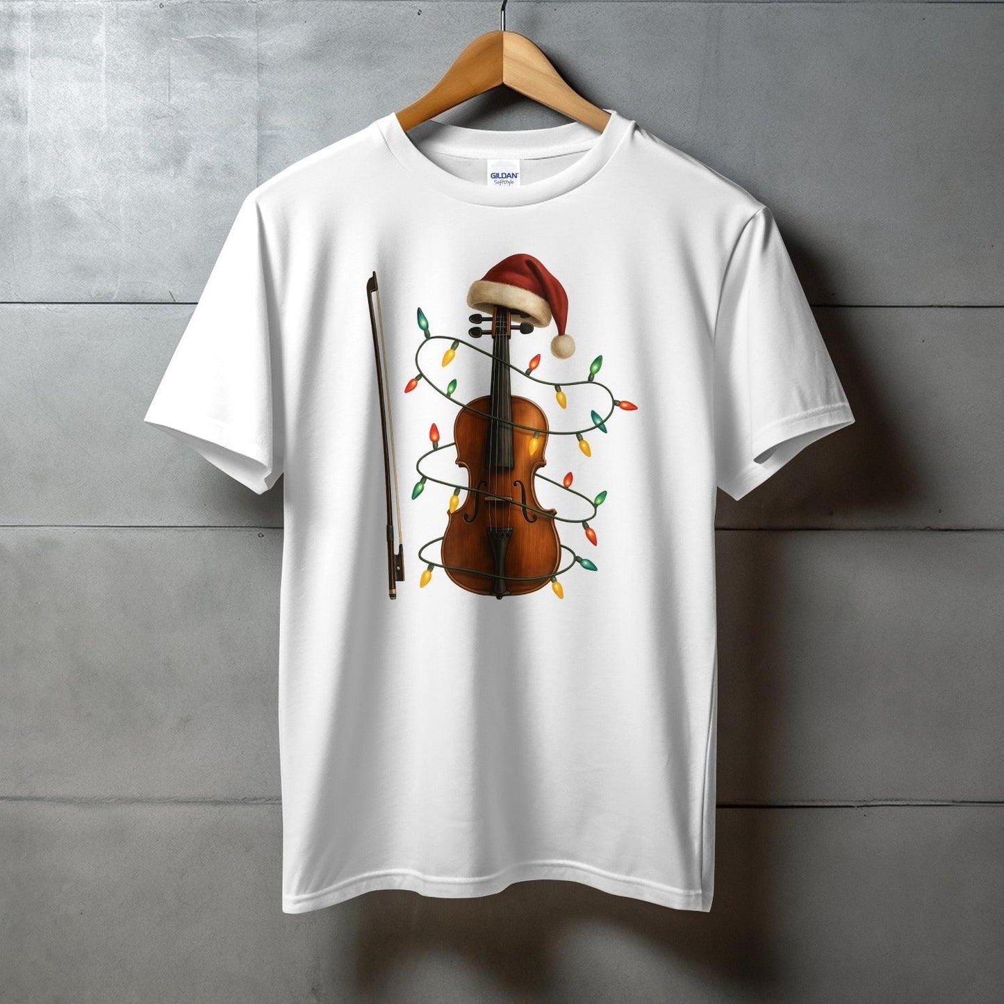 Festive Violin Wrapped in Christmas Lights T-shirt product
