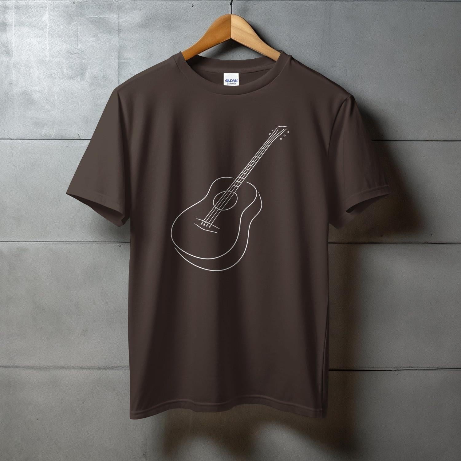 Brown T-Shirt with White Guitar Graphic Print product type