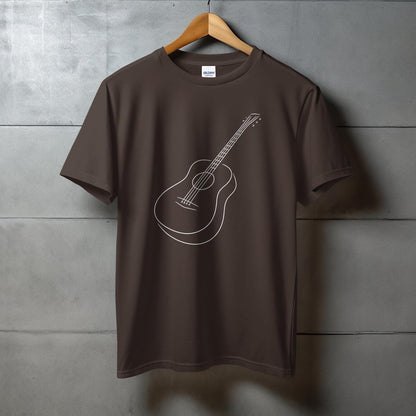 Brown T-Shirt with White Guitar Graphic Print product type