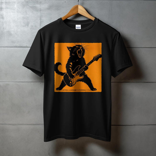 Rocking Cat with Guitar Graphic T-shirt product type