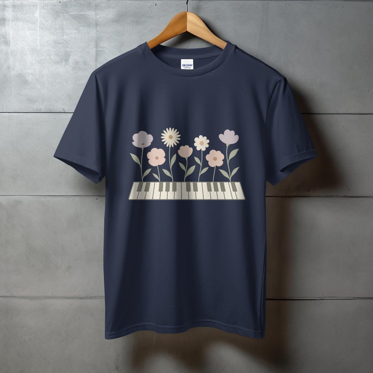 Floral Piano Graphic Print T-shirt Casual Wear product type