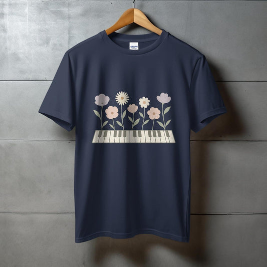 Floral Piano Graphic Print T-shirt Casual Wear product type