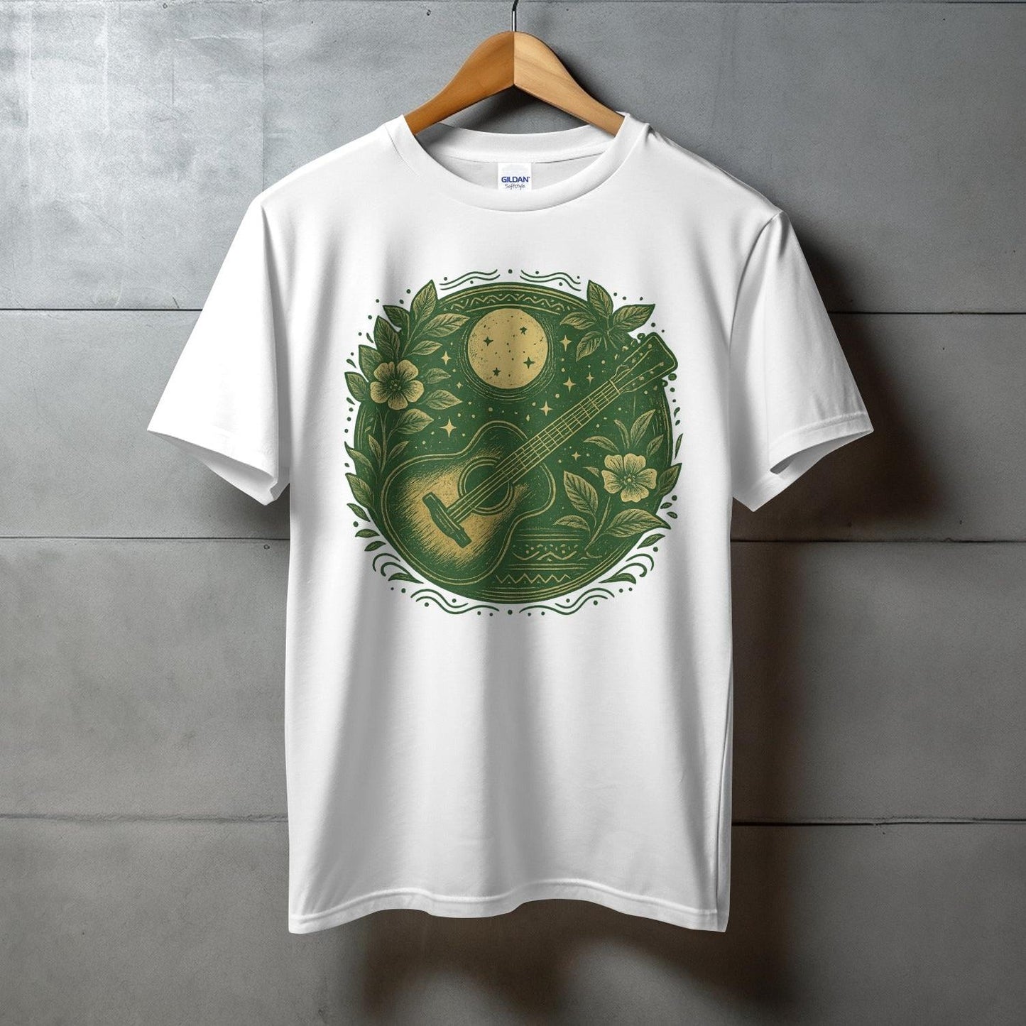 Moon and Guitar Floral Design Graphic Tee product type