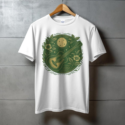Moon and Guitar Floral Design Graphic Tee product type