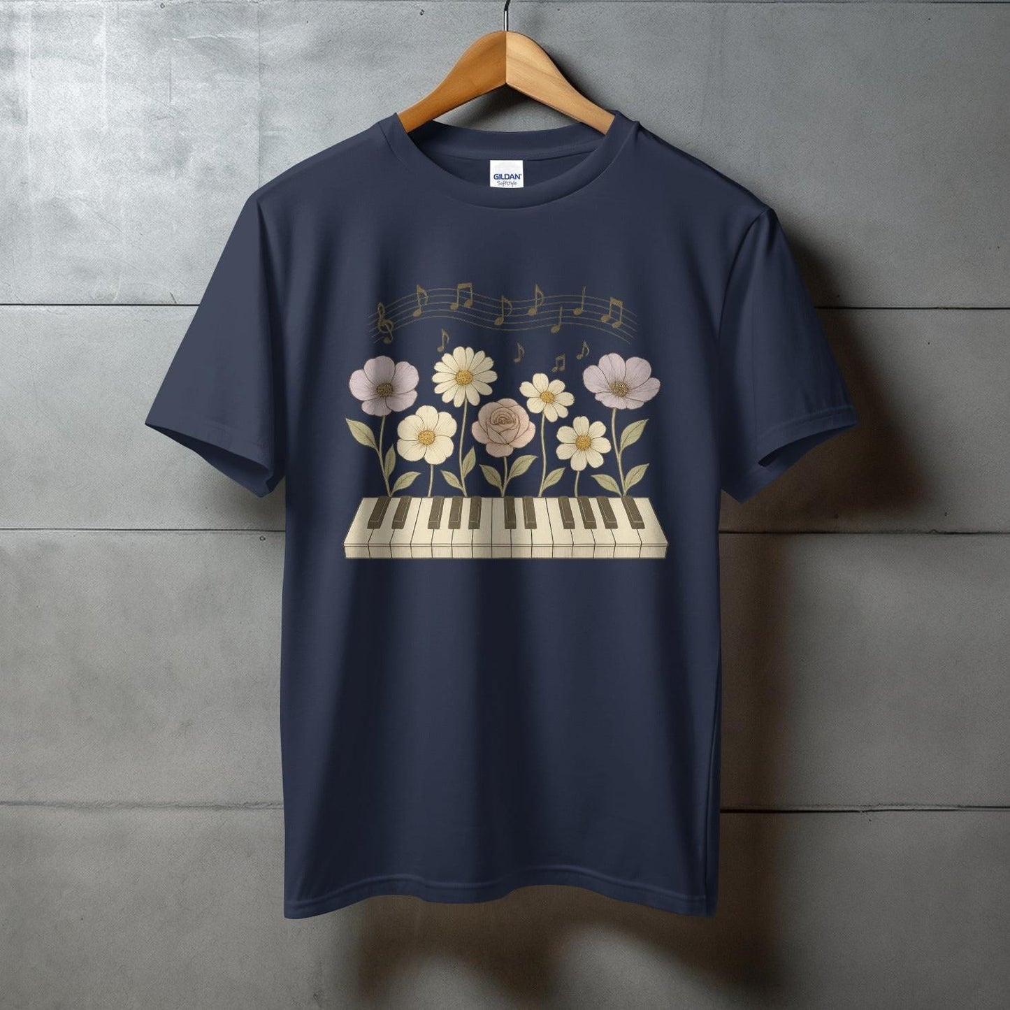 Musical Flower Art Graphic T-Shirt Clothing Product