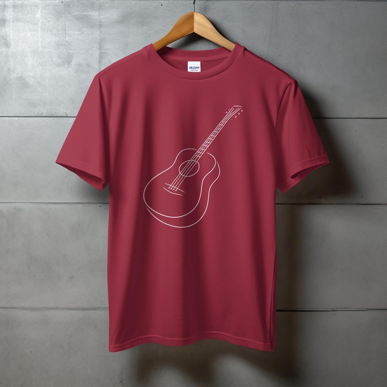 Acoustic Guitar Design Red Short Sleeve T-shirt product