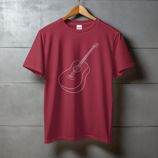 Acoustic Guitar Design Red Short Sleeve T-shirt product