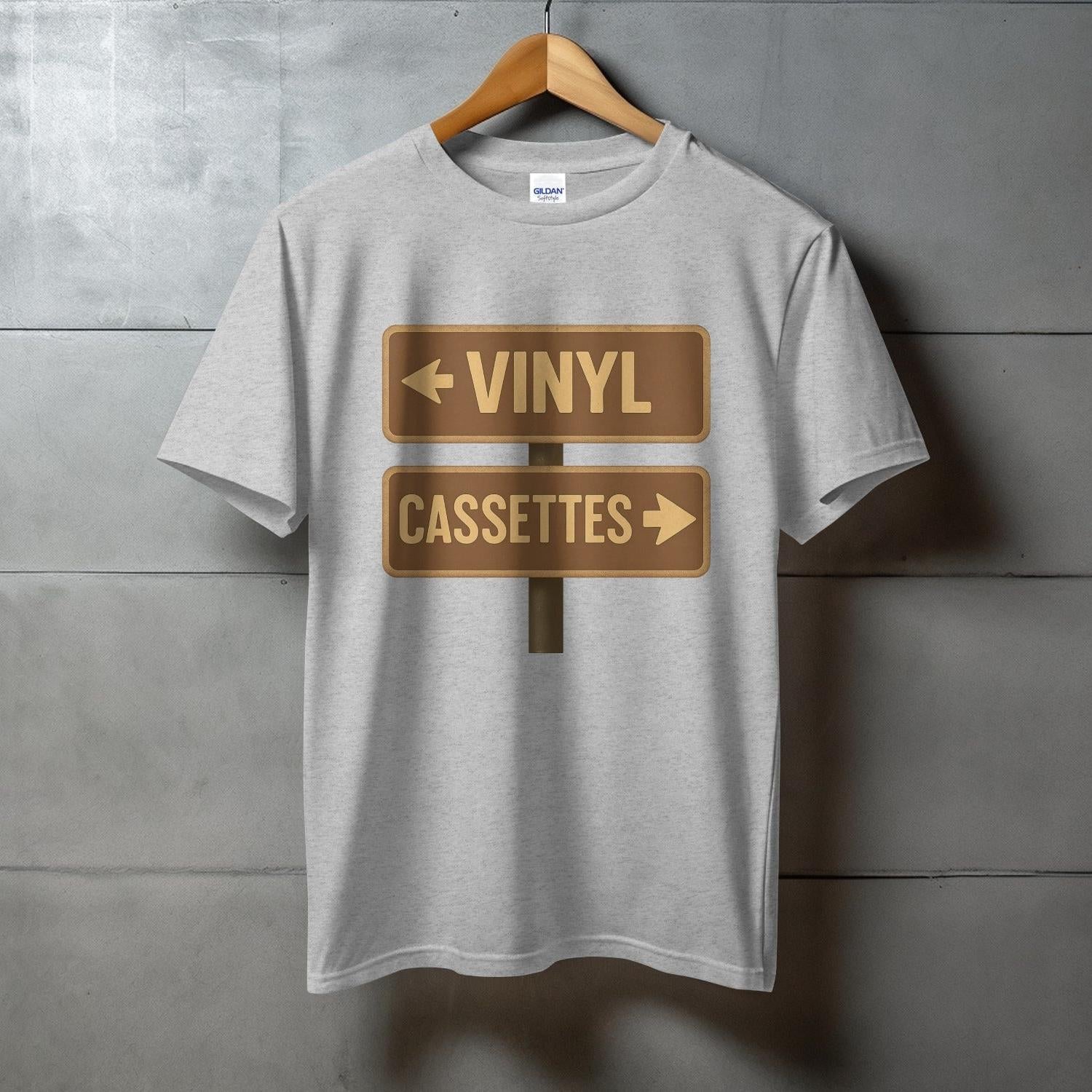 Vintage Road Sign Vinyl Cassettes Graphic Tee Shirt product