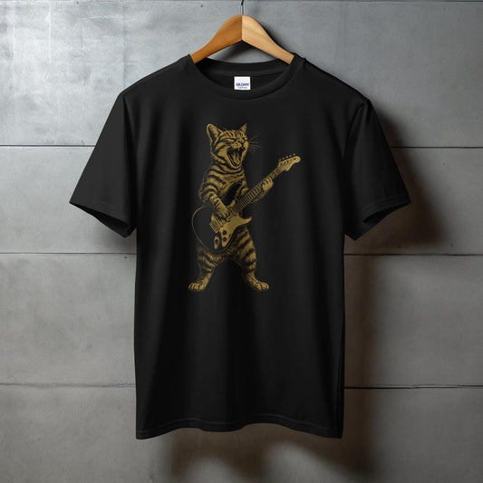 Rocking Guitar Cat T-Shirt Cool Animal Graphic Tee product type