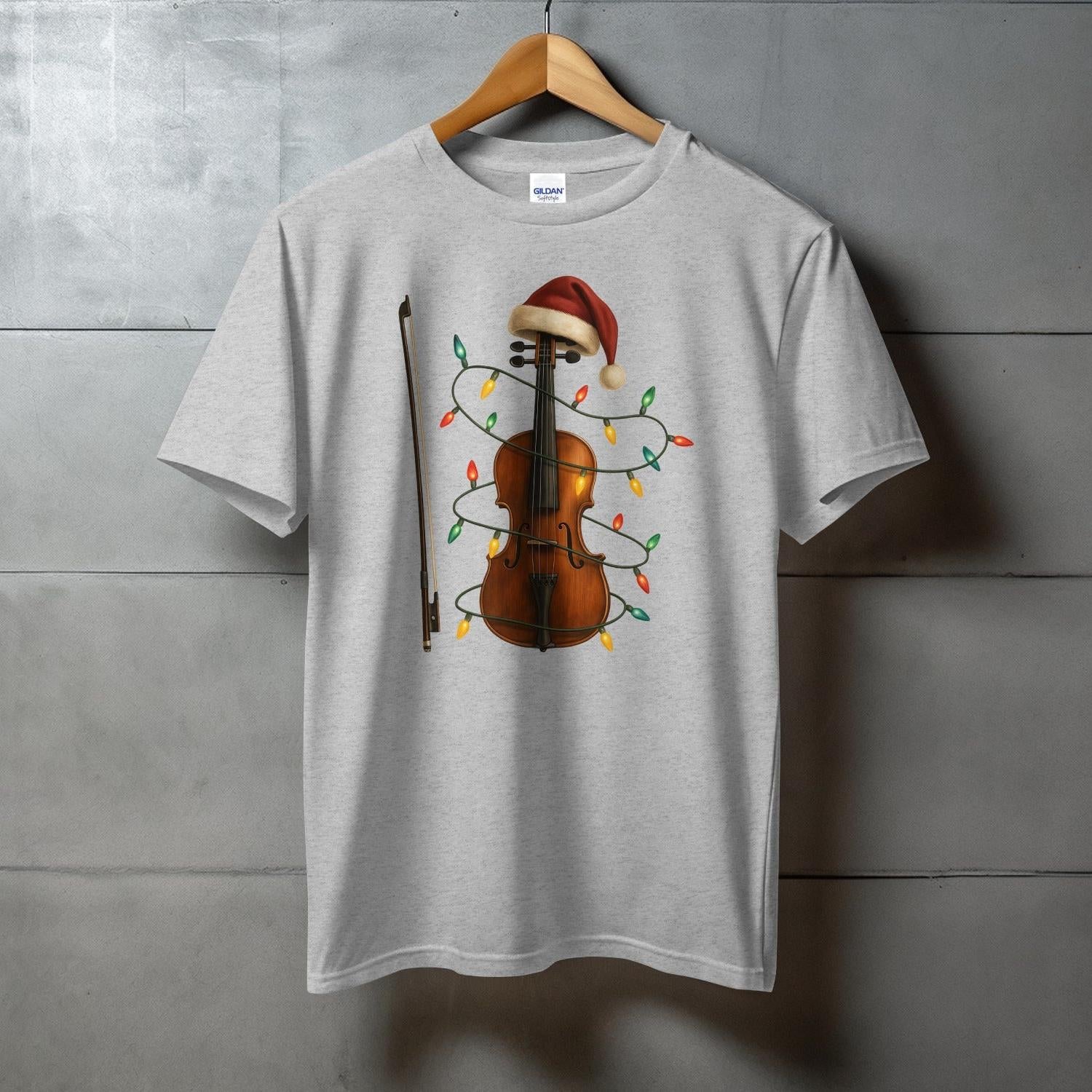 Cute Festive Violin With Santa Hat T-Shirt product type