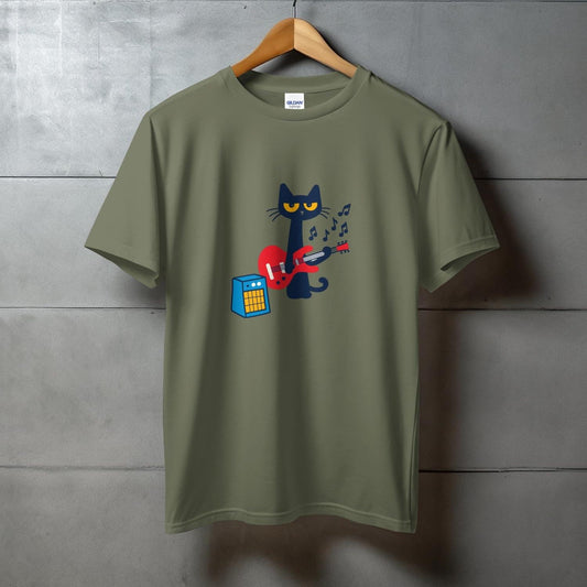 Cat Playing Guitar Graphic Tee product type