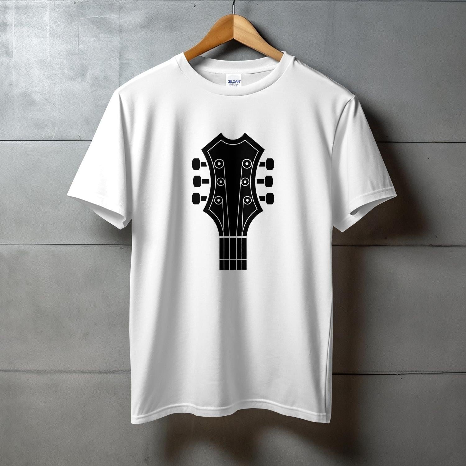 Guitar Headstock Graphic Printed White T-Shirt product type