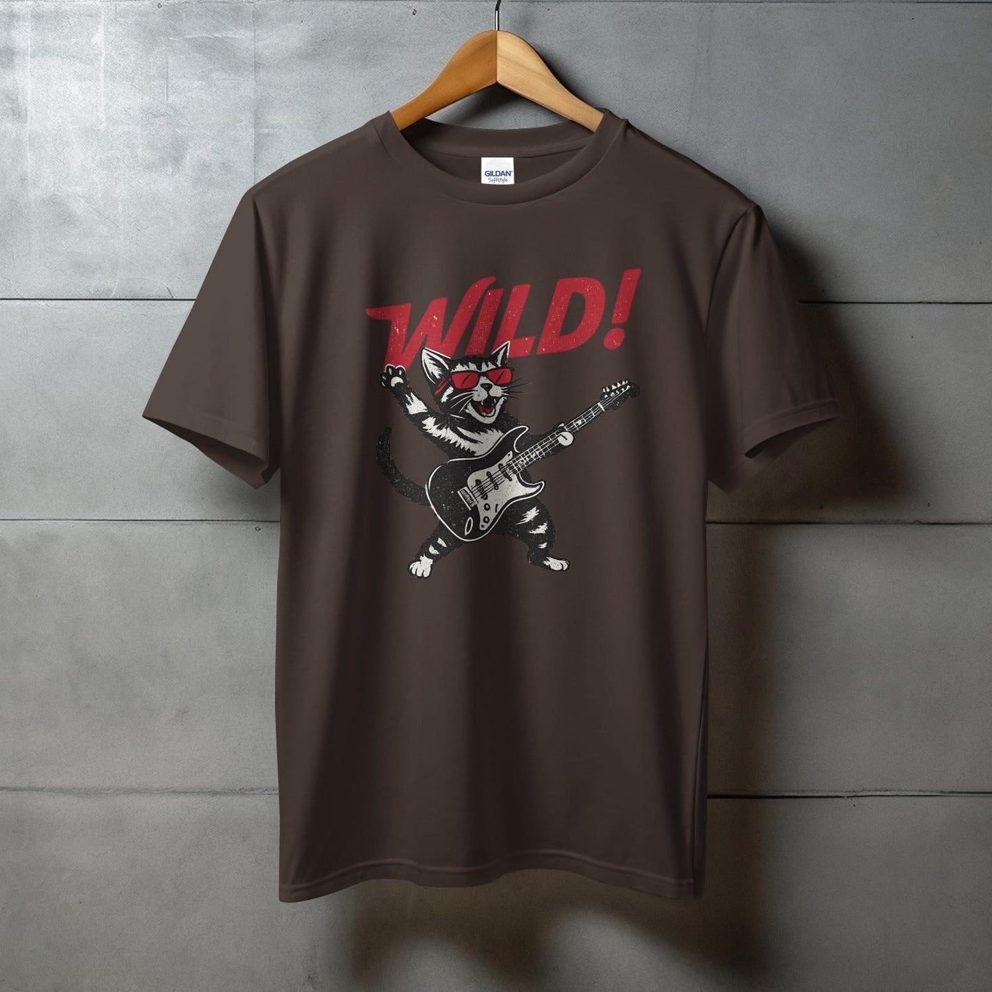 Wild Cartoon Cat Playing Guitar Graphic T-shirt product
