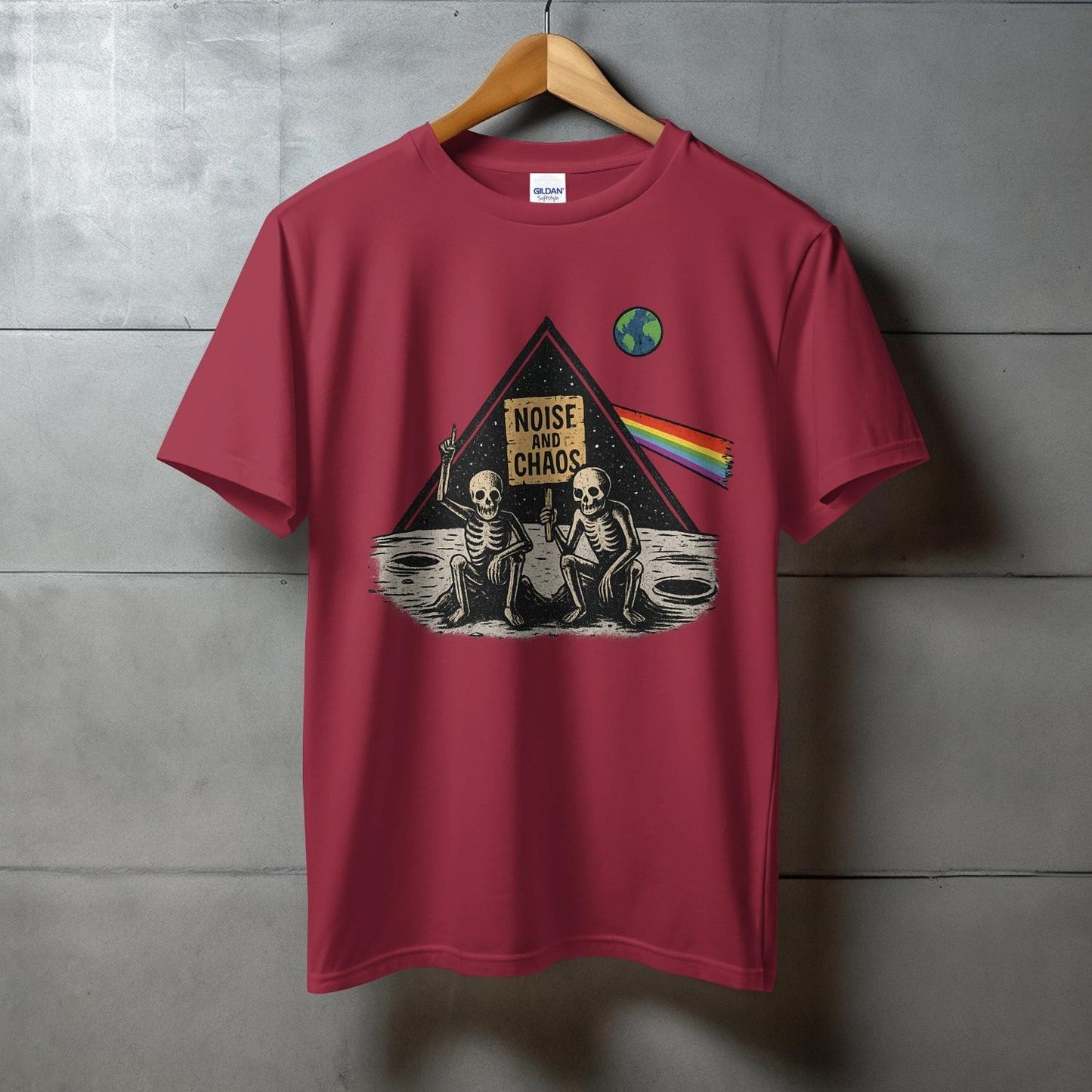 Noise and Chaos Graphic Tee with Skeletons product type