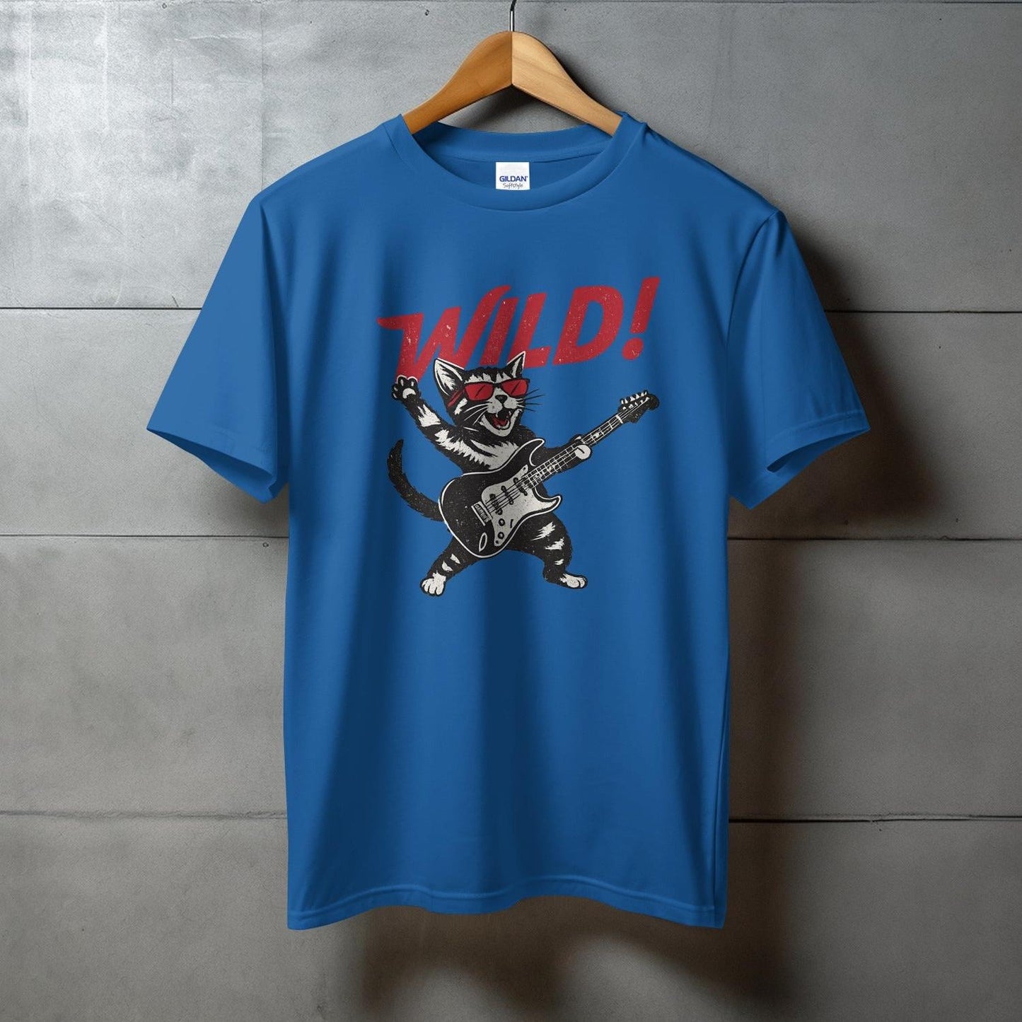 Rocking Cat Wild Graphic Blue T-shirt product